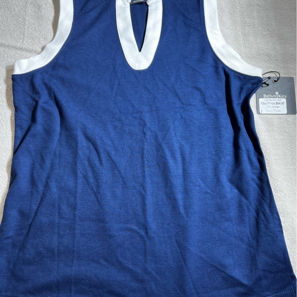 Belyn‎ Key blue and white sleeveless shirt. XS retails for $108.00. NWT